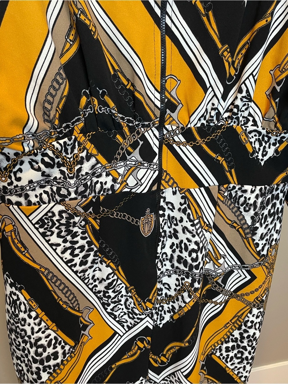Ashley Stewart Black, Mustard & White Geometric Midi Dress 14/16 - Picture 4 of 4
